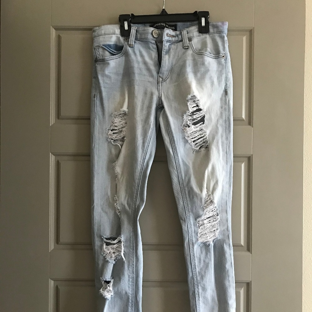 Express Distressed Girlfriend Jeans